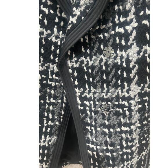 DKNY Textured Belted Coat, Woven Black, White And Grey, 20% Wool, Lined - Picture 3 of 4